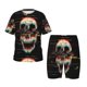thumbnail image 1 of Fotbe Glitch Screaming Skull Pijama Estampada de 2 Piezas para Niños – Ropa de Dormir de Manga Corta Cómoda para Niños y Niñas, Camiseta y Shorts de Algodón-X-Large, 1 of 6