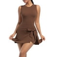 thumbnail image 3 of Women Boat Neck Tennis Dress Sleeveless Wrap Skirt Built in Shorts Golf Athletic Dress Workout Rompers 2025 Trendy, 3 of 8