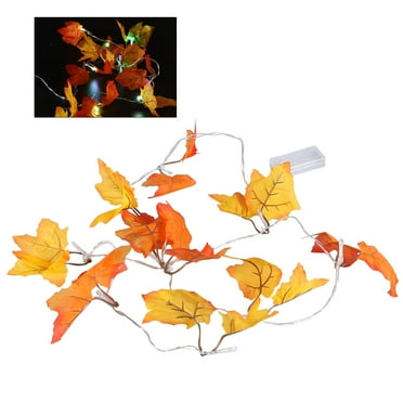 Fall Leaves Light String Set 10 LED Autumn Leaf Garland Harvest Decor Thanksgiving Lite (Seven Color)