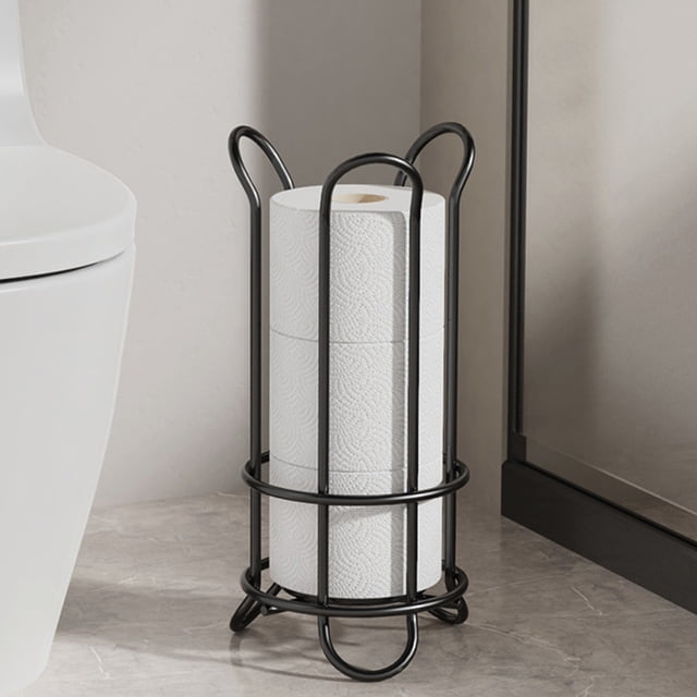 Freestanding Metal Paper Towel Holder Toilet Paper Rack Tissue Organizer For Bathroom Kitchen Countertop Raised Feet Design Holds 3 Regular Oversized Rolls Home Organization Accessory