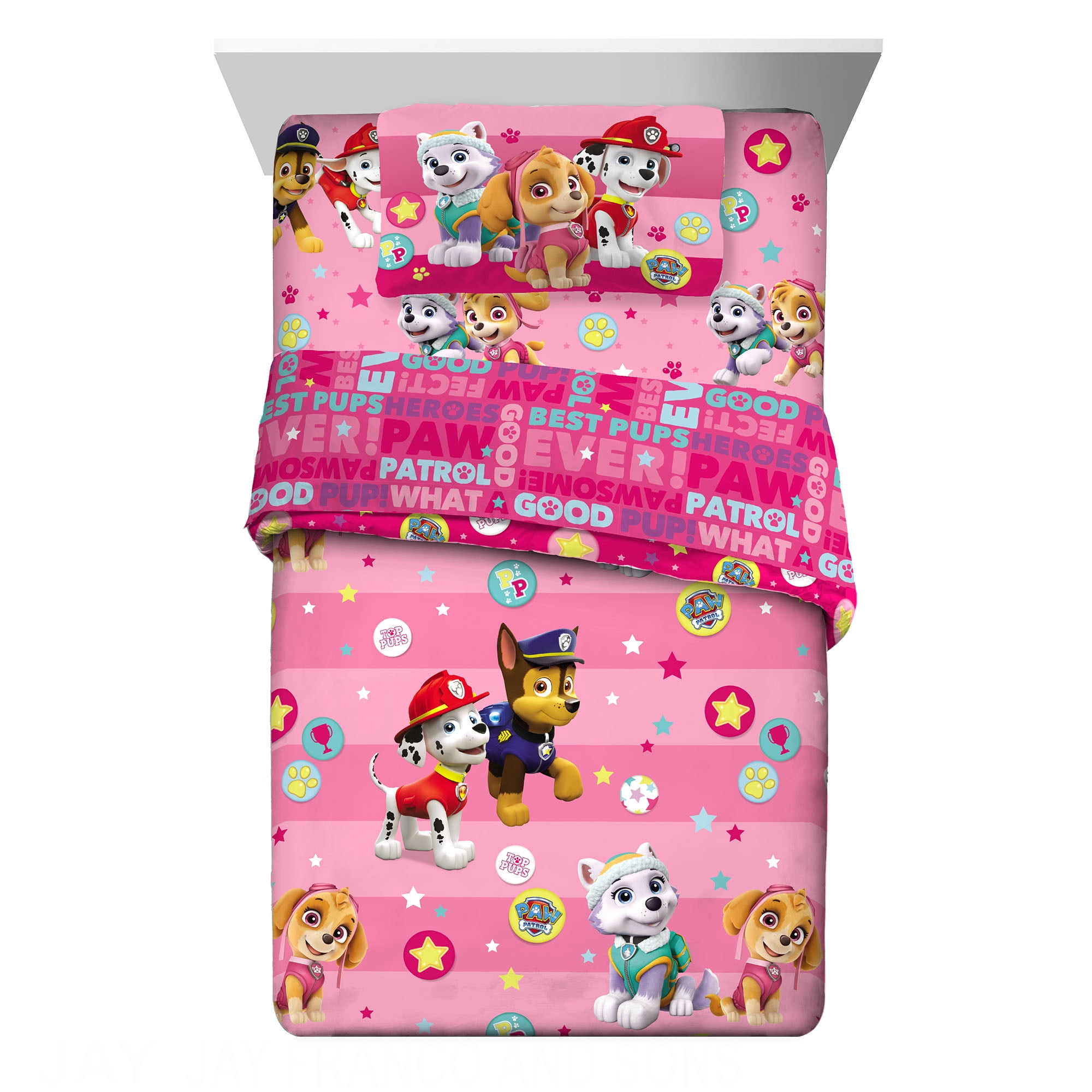 PAW Patrol Kids Twin Bed in a Bag, Comforter Sheets and Sham, Pink, Nickelodeon