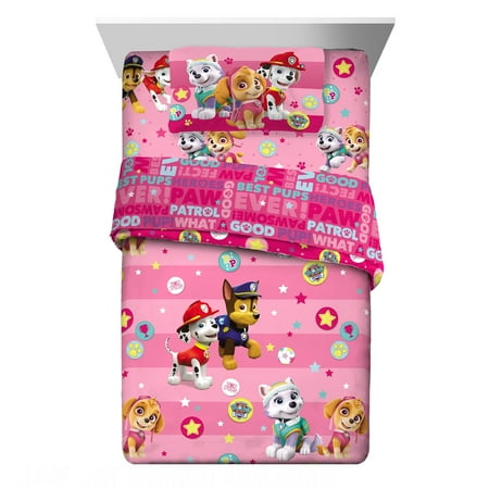 PAW Patrol 4Pc TWIN Bedding Set, Bed in a Bag with BONUS TOTE!, Pink