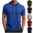 thumbnail image 6 of Chiccall Mens Short Sleeve Mesh Hoodie with Kangaroo Pocket Plus Size Drawstring Hooded Shirts Casual Workout Athletic Summer Tops Navy 4XL, 6 of 6