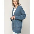 thumbnail image 2 of Made by Johnny Women's Kimono Long Sleeve Batwing Open Front Chunky Knit Cardigan Loose Sweater with Pockets S BLUE, 2 of 6