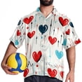thumbnail image 4 of Valentine's Day Love ECG Men's Short Sleeve Spread Collar Tops, Casual Button Down Shirts, Printed Summer Beach Shirts, Unisex, 4 of 6