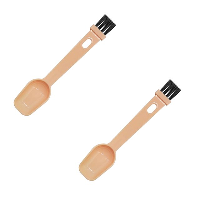 Oleegame 2PC Stainless Steel Cutlery Set Coffee Spoon With Grinder Brush 6 PCS 2 In 1 Brush For Cleaning Machines & Scooping Tea Powder Coffee Tool For Home Kitchen Café