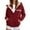 Wine, variant on Bibifish Womens Hoodie Cream Fleece Lined "New York" Letter Print Full Zip Up Drawstring Hood Side Pocket Casual Daily Wear Stylish Hoodie