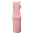 thumbnail image 4 of YLSDY Women's Crewneck Sleeveless Tank Bodycon Solid Color Side Slit Knee Length Pencil Midi Dresses Hip Wrap Slim Fit Flowy Bodycon Dress Pink 10, 4 of 9