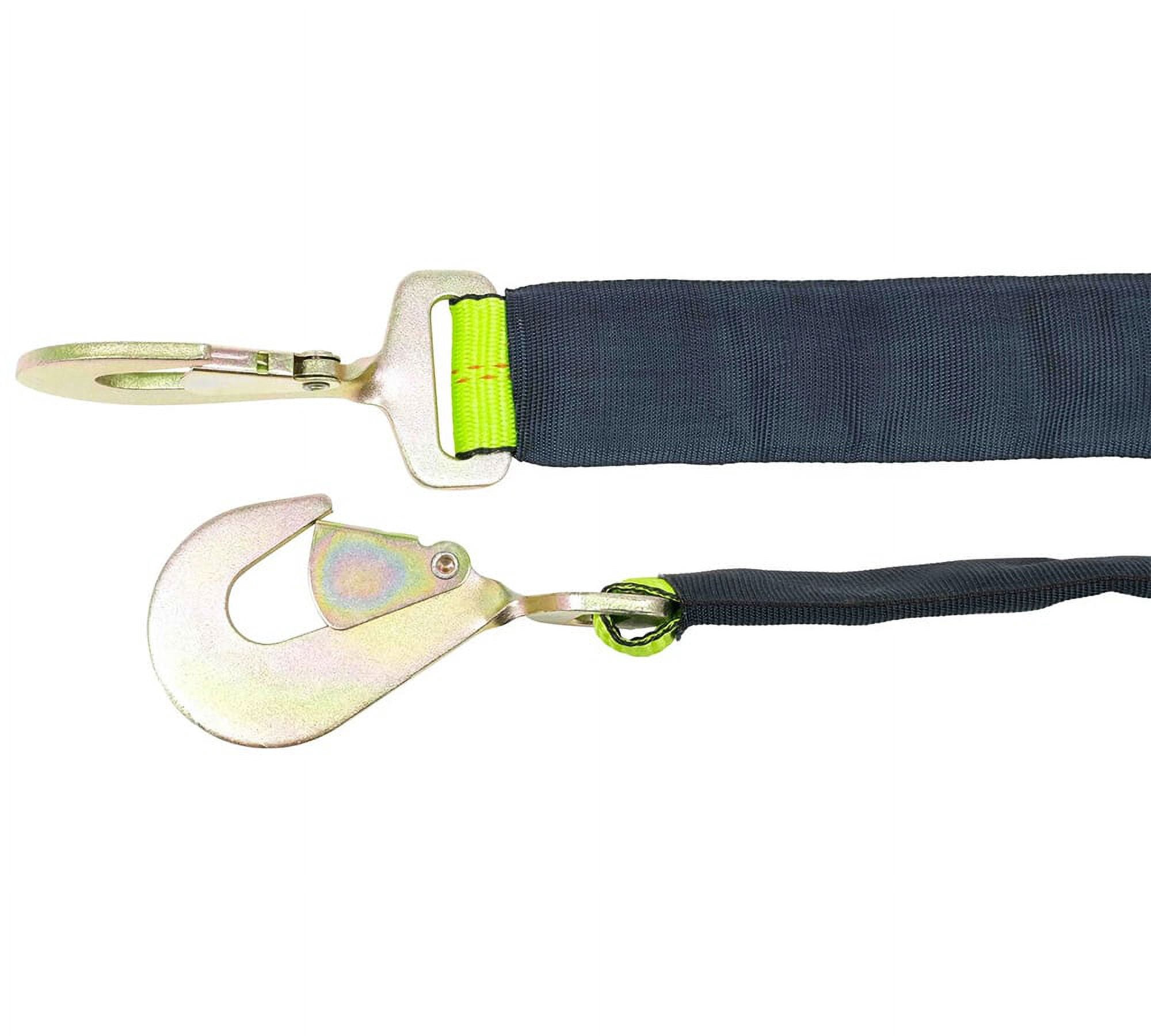 (2 Pack) V-Bridle Strap 2" x 6' w/Snap Hooks w/Cordura Sleeve and Axle Straps, D Ring Middle, for Car Hauler, Rollback, Flat Bed, Tow Truck, Wreck & Recovery