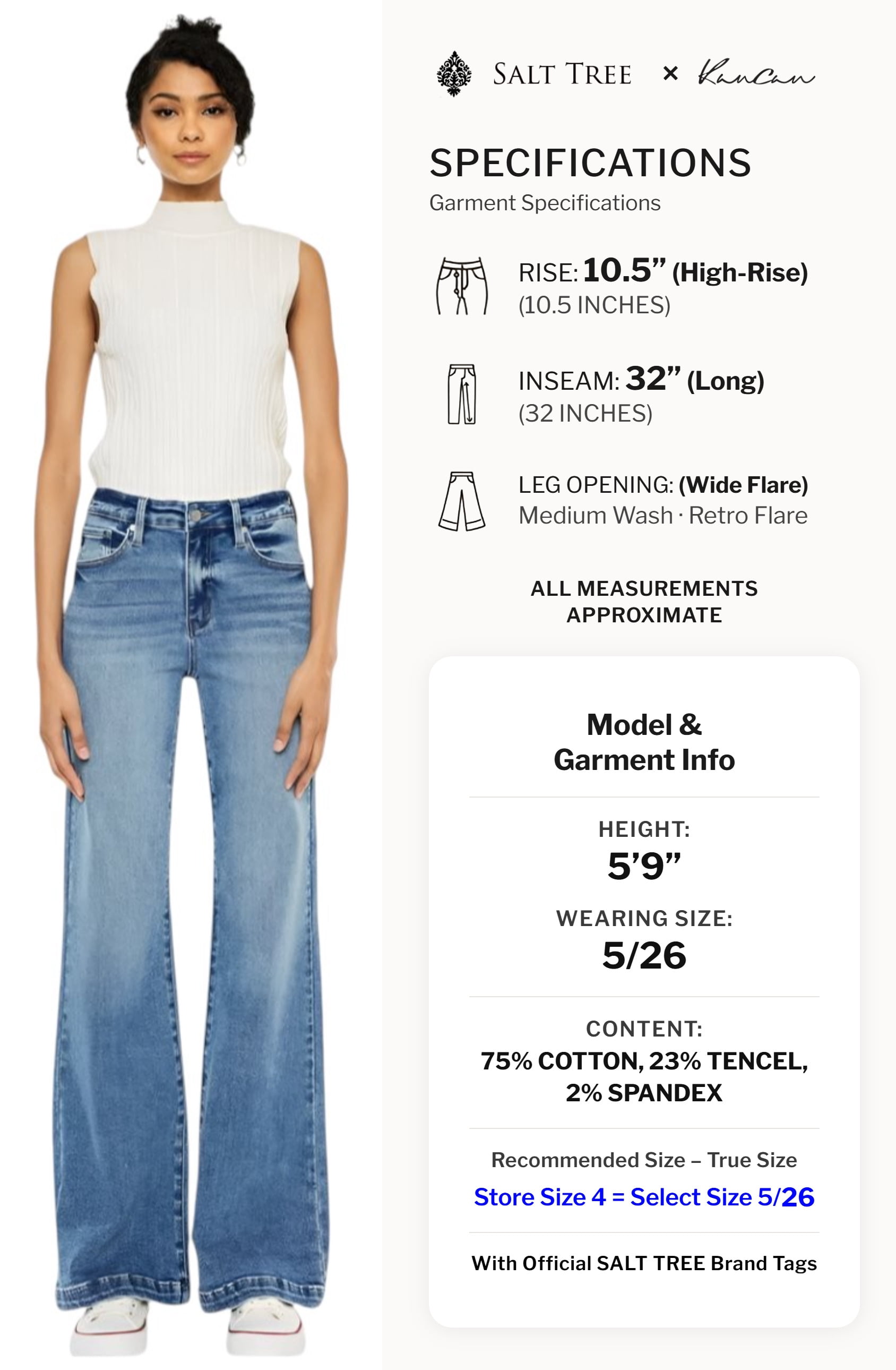 Kancan - Avonlea High-Rise Wide Flare Jeans (32" Inseam) - KC20024