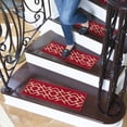 thumbnail image 6 of Ottomanson Non-Slip Rubberback Diamond 8.5" x 26" Indoor Stair Treads, 7 Pack, Red/Cream, 6 of 13