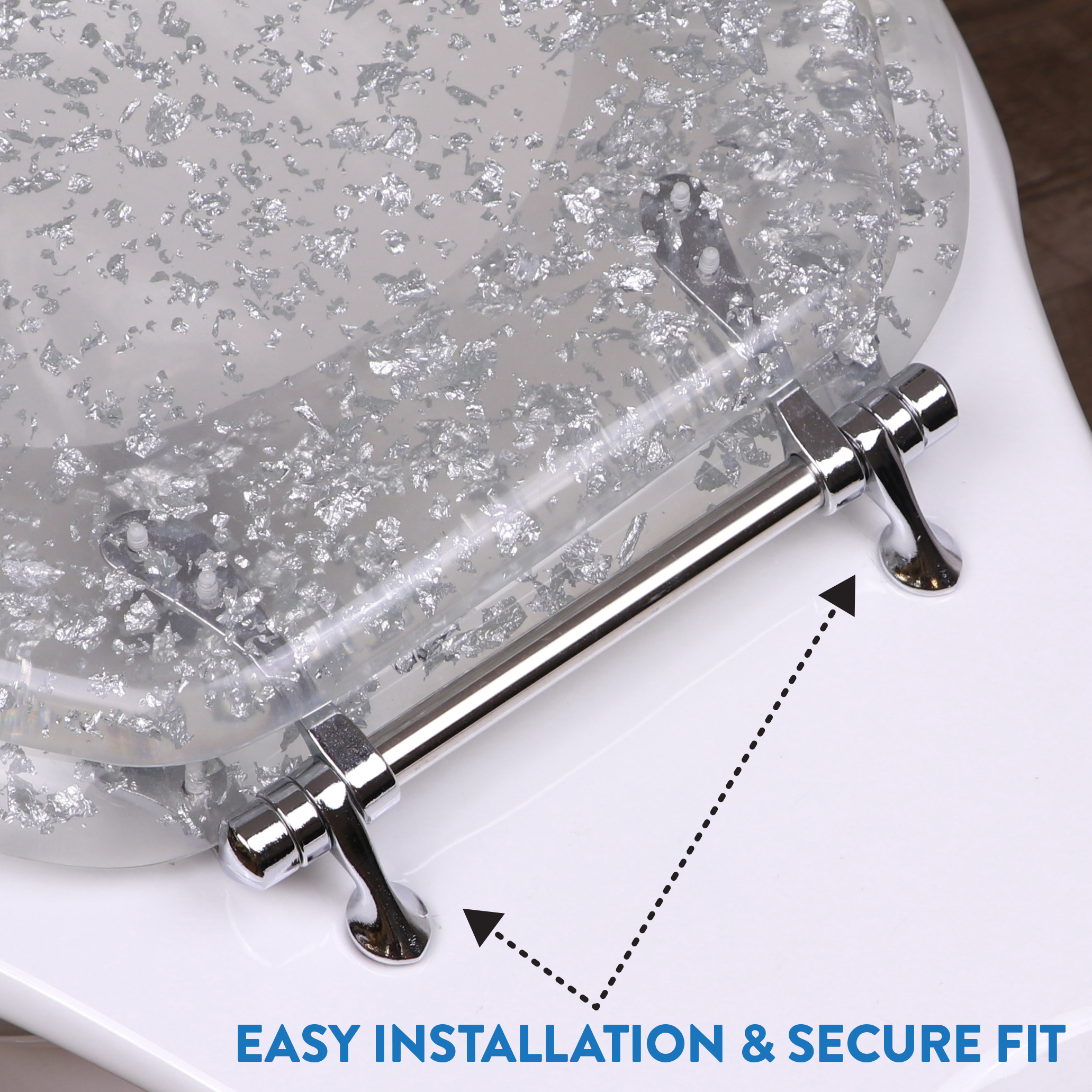 Ginsey Elongated Decorative Toilet Seat with Chrome Hinges photo 5