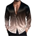 thumbnail image 2 of Leesechin Mens Stretch Satin Dress Shirts Gradient Color Long Sleeve Lapel Button Down Blouses Casual Fashion Prom Party Shirt, 2 of 8