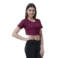 thumbnail image 4 of Moomaya Womens Round Neck Crop Top Short Sleeves Summer T-shirt Loose Fit Tops, 4 of 7