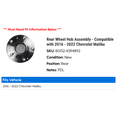 thumbnail image 2 of Rear Wheel Hub Assembly - Compatible with 2016 - 2022 Chevy Malibu 2017 2018 2019 2020 2021, 2 of 2