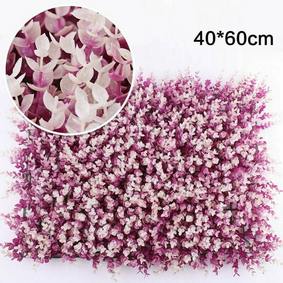 Luckyn Artificial Grass Mats Lawn Carpet,Artificial Silk Flowers Wall Mat,Flower Wall Hedge Fence Foliage Panel Home Wedding Decor,Purple and White