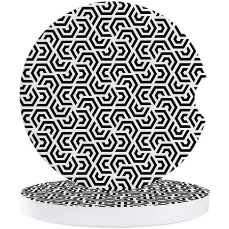 

FMSHPON Modern Geometric Pattern Hexagon Black Set of 6 Car Coaster for Drinks Absorbent Ceramic Stone Coasters Cup Mat with Cork Base for Home Kitchen Room Coffee Table Bar Decor