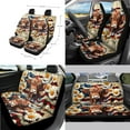 thumbnail image 2 of Renewold Highland Cow Daisy US Flag 14 PCS Car Accessories Set, Car Seat Protector Steering Wheel Cover Seatbelt Strap Pad Trash Can Armrest Pad Cup Coasters Rearview Mirror Cover Handbrake Cover Set, 2 of 7