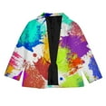 thumbnail image 2 of Hiijoy Little Girls Colorful Sp Lashed Ink Print Blazer Casual Lapel Suit Jacket, Sky Blue, 2 of 3