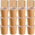 thumbnail image 1 of 50Pcs empacaron envases de sopa de papel de 16 OZ con tapas de tazas de sopa de papel Kraft para postres de helado de yogur, 1 of 9