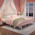 thumbnail image 4 of Amolife King Bed Frame, Metal Platform Bed with Crown-Shaped Headboard and Footboard, 12.6'' Under-Bed Storage Space, No Box Spring Needed, White, 4 of 12