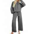 thumbnail image 4 of YOIAVAIOY 2 Piece Outfits for Women Mock Neck Sweatshirt and Drawstring Waist Sweatpants Swearsuit Set Lounge Track Suit Sets with Pockets Dark Gray M, 4 of 9