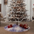 thumbnail image 5 of Daiia Purple Floral Gingham Check Plaid Drawing Merry Christmas Tree Skirt , Xmas Large Lace-up Tree Skirt, Santa Snowflakes Rustic Home Decorations New Year Party Farmhouse Decor-30", 5 of 7