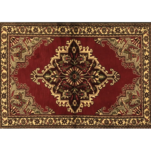 Ahgly Company Indoor Rectangle Medallion Brown Traditional Area Rugs, 5' x 7'