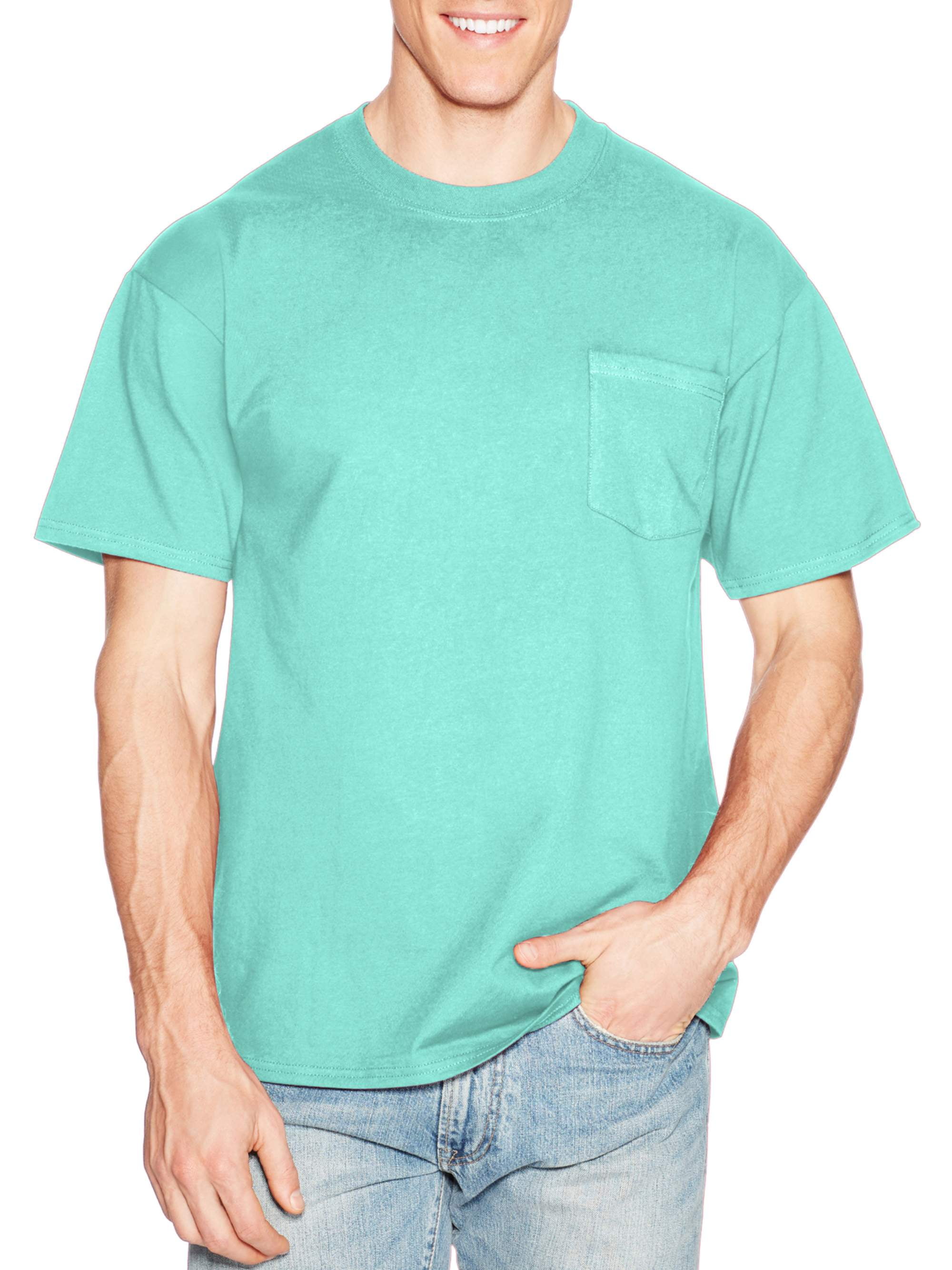 Hanes Men's Premium Beefy-T Short Sleeve T-Shirt With Pocket, Up to ...