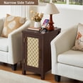 thumbnail image 6 of Leyaoyao Rattan Night Stand with Charging Station, Boho Nightstand with Woven Cane Door, Farmhouse End Table for Living Room, Bedroom, Walnut, 6 of 7