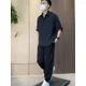 thumbnail image 2 of Conjuntos de pantalones y camisetas de nailon para hombre, sin logotipo, conjunto de 2 piezas, moderno conjunto de dos piezas, estilo coreano Kpop 5xl, básico, elegante y moderno S, 2 of 4