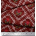 thumbnail image 2 of Soimoi Rayon Fabric Check,Leaves & Rose Floral Fabric Prints by Yard 42 Inch Wide, 2 of 3