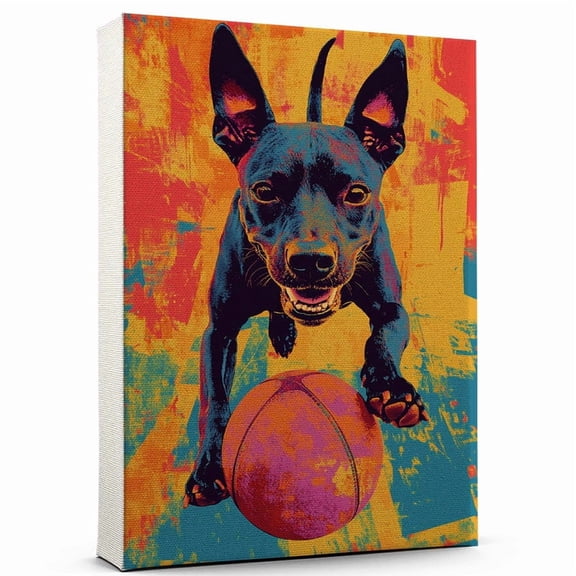 Xoloitzcuintli Dog Art Stretched Canvas Size 8x12 – Xoloitzcuintli Dog Playing American Football Wall Art, Dog Lover Canvas, Sports Theme Decor for Living Room