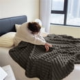 thumbnail image 4 of Bizhua Blanket Wide Strip Thickened Imitation Hair Border Coral Fluff Blanket Flannel Blanket Cover Blanket, A Blanket Is 180*200, 4 of 8