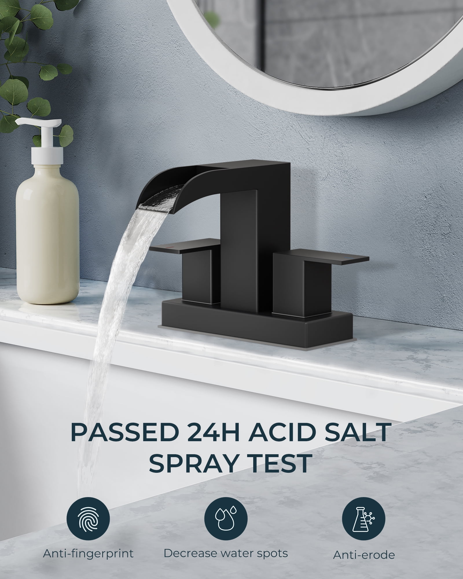 WB-61A32B Centerset Bathroom Faucet With Drain Assembly, 2-handle Bathroom Sink Faucet