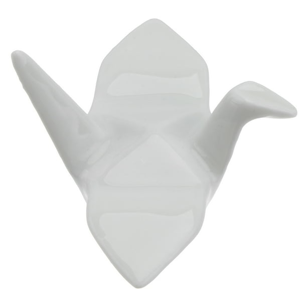 Soporte para palillos de cerámica estilo japonés, hecho a mano, con diseño de mil grullas de papel. Soporte para palillos y tenedores - 5,5 x 5 x 3 cm (Blanco)