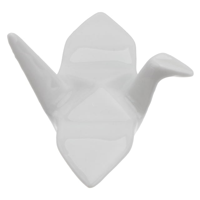 Soporte para palillos de cerámica estilo japonés, hecho a mano, con diseño de mil grullas de papel. Soporte para palillos y tenedores - 5,5 x 5 x 3 cm (Blanco)