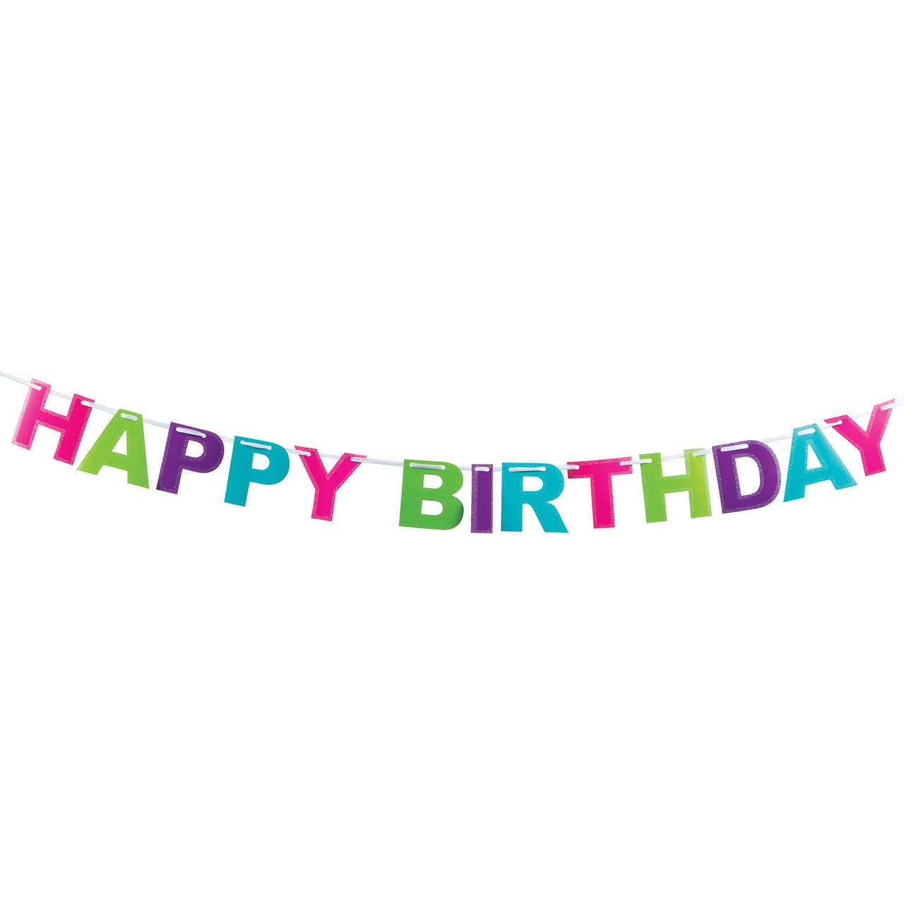 Way to Celebrate Multicolor Happy Birthday Glitter Banner, 4in x 6ft, 1 Ct