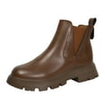 thumbnail image 1 of PEASKJP Bottines Chelsea pour Femmes Bout Rond Amande Talon Bas Élastique Cheville, Marron 40, 1 of 5
