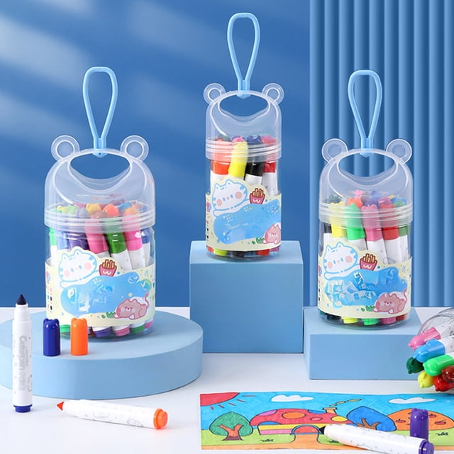 Fiudx Lápices de Acuarela Lavables, Juego de Colores Vibrantes, Diseño Fácil de Limpiar, Material Seguro y Ecológico, Caja de Almacenamiento Portátil, Útiles de Arte para La Temporada Escolar, Opcion