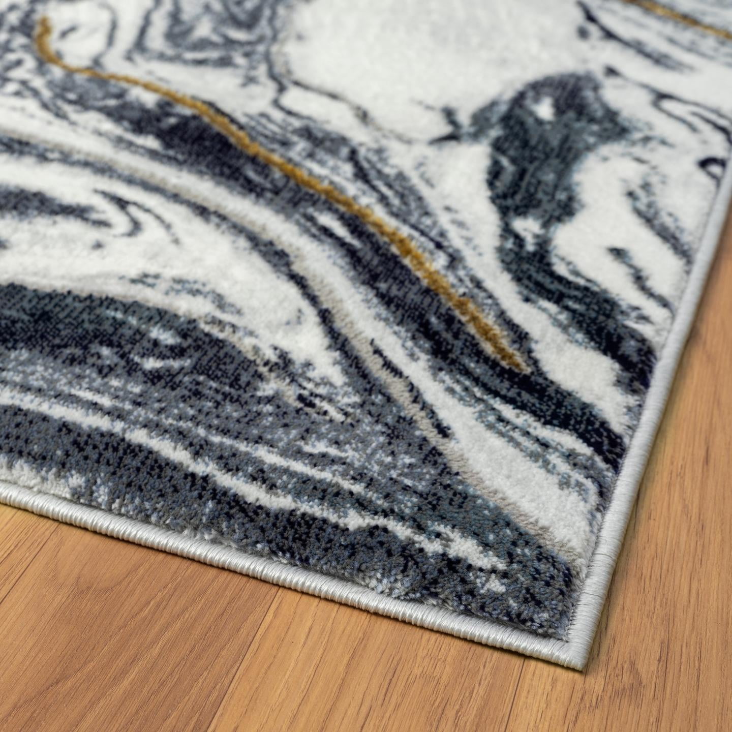 Luxe Weavers Marble Abstract Blue 2x7 Area Rug Indoor Area Rug for Living Rooms