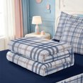 thumbnail image 5 of Erosebridal Mid-Century Stripes Zipper Full Size Comforter Sets with Fitted Sheet and 2 Pillowcases,Geometric Lines Art Zipper Bedding Set,Navy Blue Reversible,4pcs, 5 of 7
