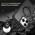 thumbnail image 3 of Compatible With iPhone 14 Pro Magnetic Case Wireless Charging Built-in 120° Rotate Ring Holder[Hidden Kickstand] Shock-absorbent Hard PC Lightweight Plain Translucency Phone Cover,Black, 3 of 7