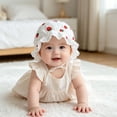 thumbnail image 5 of Wxirdiow Infant Girl Sun Hats Baby Girl Soft Breathable Bonnet Newborn Infant Eyelet Beanie Sun Hat with Lace Ruffle Trim Red Size,0-2 Years, 5 of 7