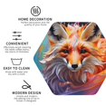 thumbnail image 3 of Zufioo Color Splash Fox Portrait Print Leather Coaster Set, Decorative PVC Coasters 4-pack - Scald and Stain-resistant, Suitable for Home, Cafes, Restaurants-Hexagon, 3 of 6
