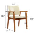 thumbnail image 3 of LSSBOUGHT Walnut Upholstered Dining Chairs Solid Wood Arm Chair Single - Tan Faux Leather-1-Piece, 3 of 5