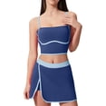 thumbnail image 3 of Women's Fashion Color Matching Trouser Skirt Set, Natural Waisted Loose Shorts with Sling, Two Piece Outfit for Casual Wear, Beach Day, or Summer Vacation, Versatile | CSEONE,Blue 2XL, 3 of 9