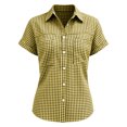 thumbnail image 7 of Karight Button Down Shirts for Women Cap Sleeve V-Neck Collared Blouse Summer Gingham Checkered Shirt Casual Cotton Shirts, 7 of 7