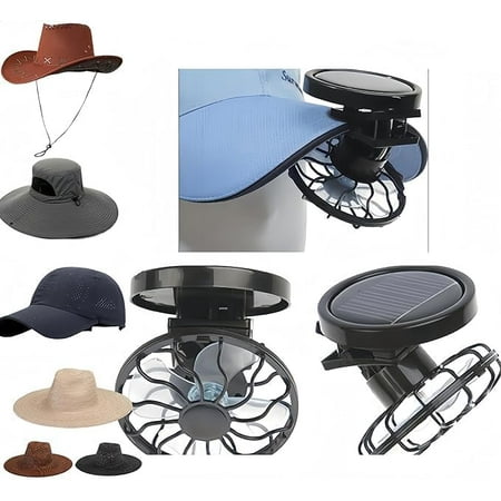 

2 Pcs Portable Solar Mini Clip-On Fan Hat Dual Drive with Effective Sun Protection