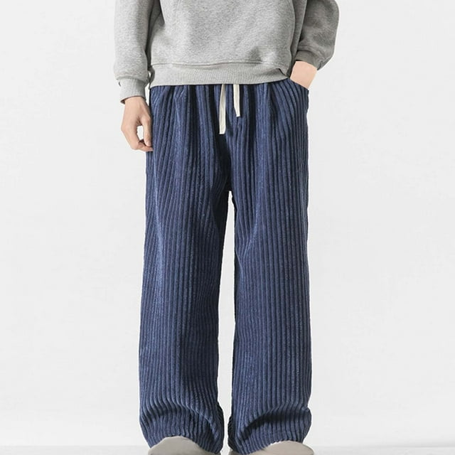 Amzcrzy Men's Pants Men Leisure Solid Color Button Elastic Waist Draw Rope Full Length Pants Mens Slacks Pants for Men Men's Clothing Slacks for Men Men Clothing